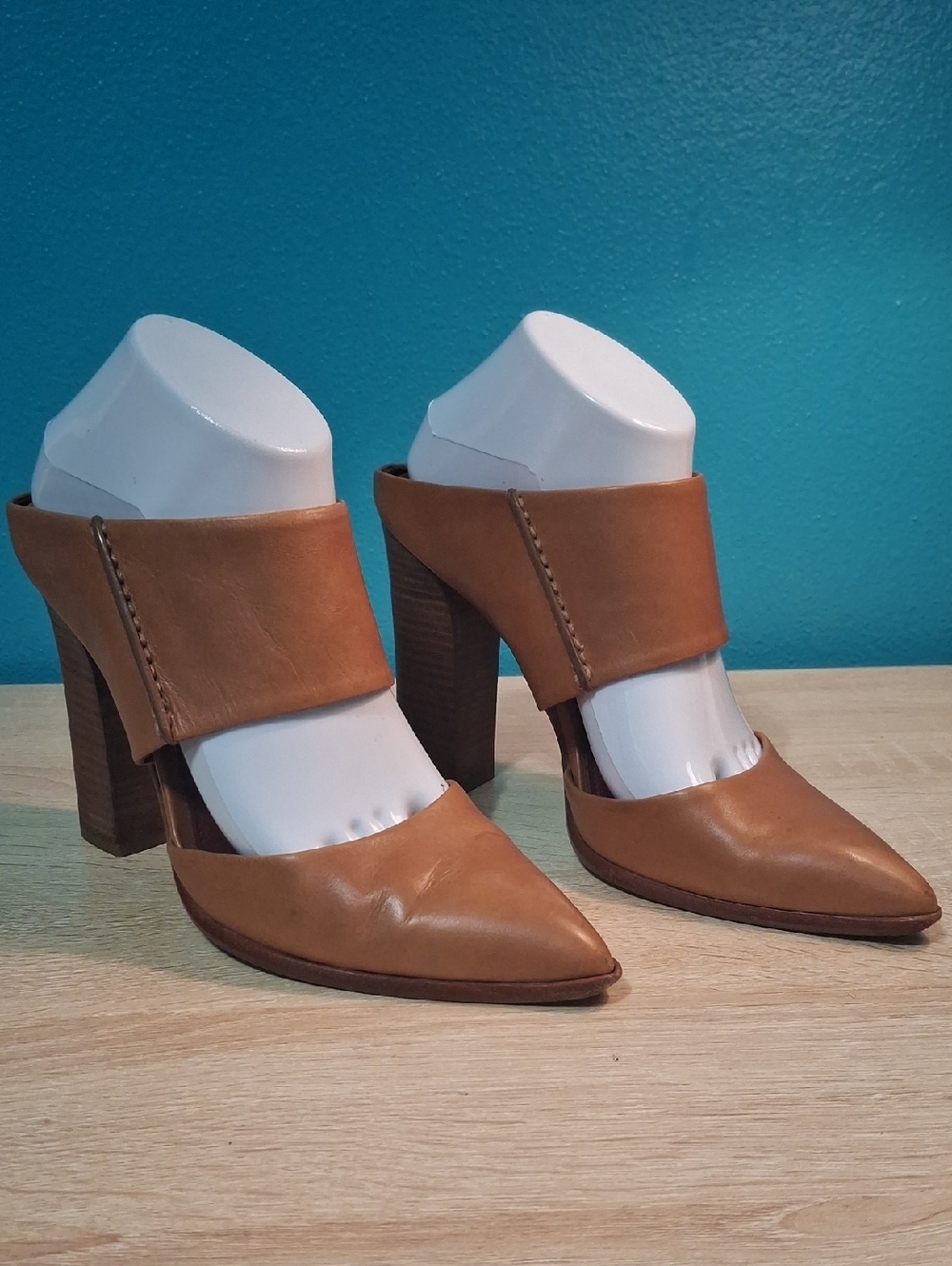 Coach Brown Leather Pointed-Toe High Heel Mules